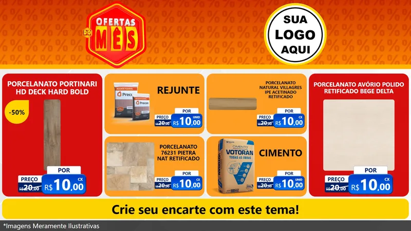 Modelo de TV para TV Horizontal com o tema Ofertas do Mês para Pisos e revestimentos