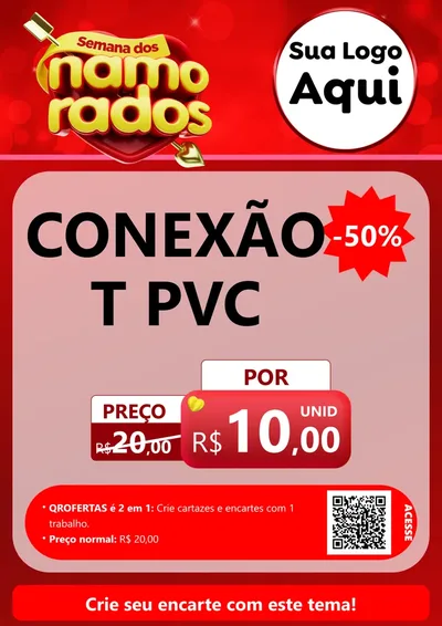 Modelo de Cartaz para Cartaz A4 Vertical com o tema Semana dos namorados para Tubos e conexões