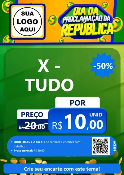 Modelo de Cartaz para Cartaz A4 Vertical com o tema Dia Da Proclamação da República para Hamburgueria
