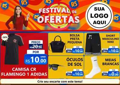 Modelo de Encarte para Encarte A4 Horizontal com o tema Festival de Ofertas para Roupas e acessórios