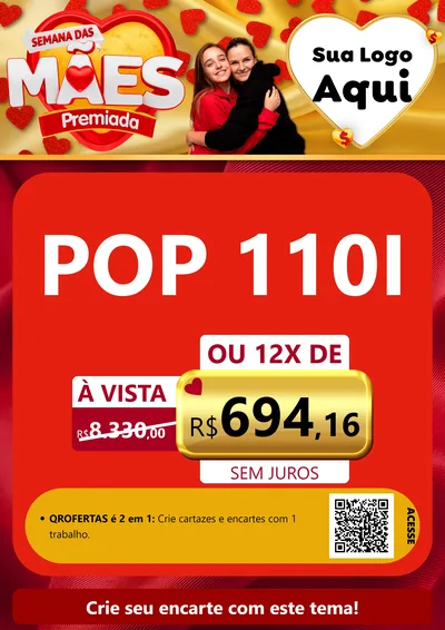 Modelo de Cartaz para Cartaz A4 Vertical com o tema Semana das Mães Premiada para Concessionaria de Motos