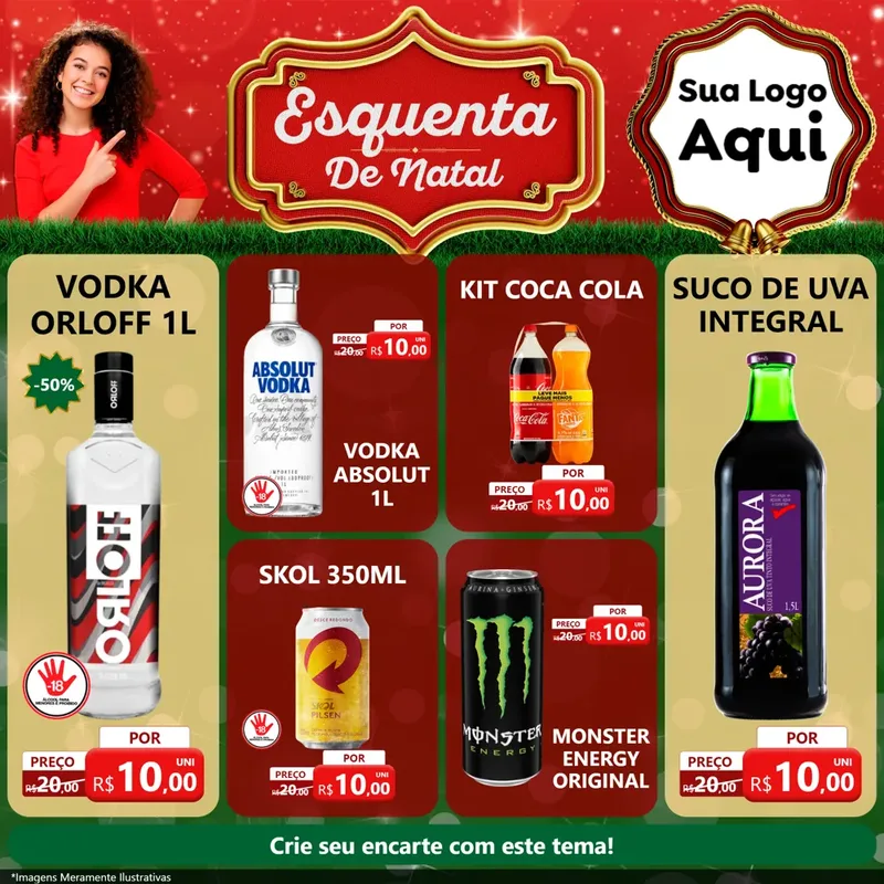 Modelo de Rede Social para Feed Facebook com o tema Esquenta de Natal para Distribuidora de bebidas