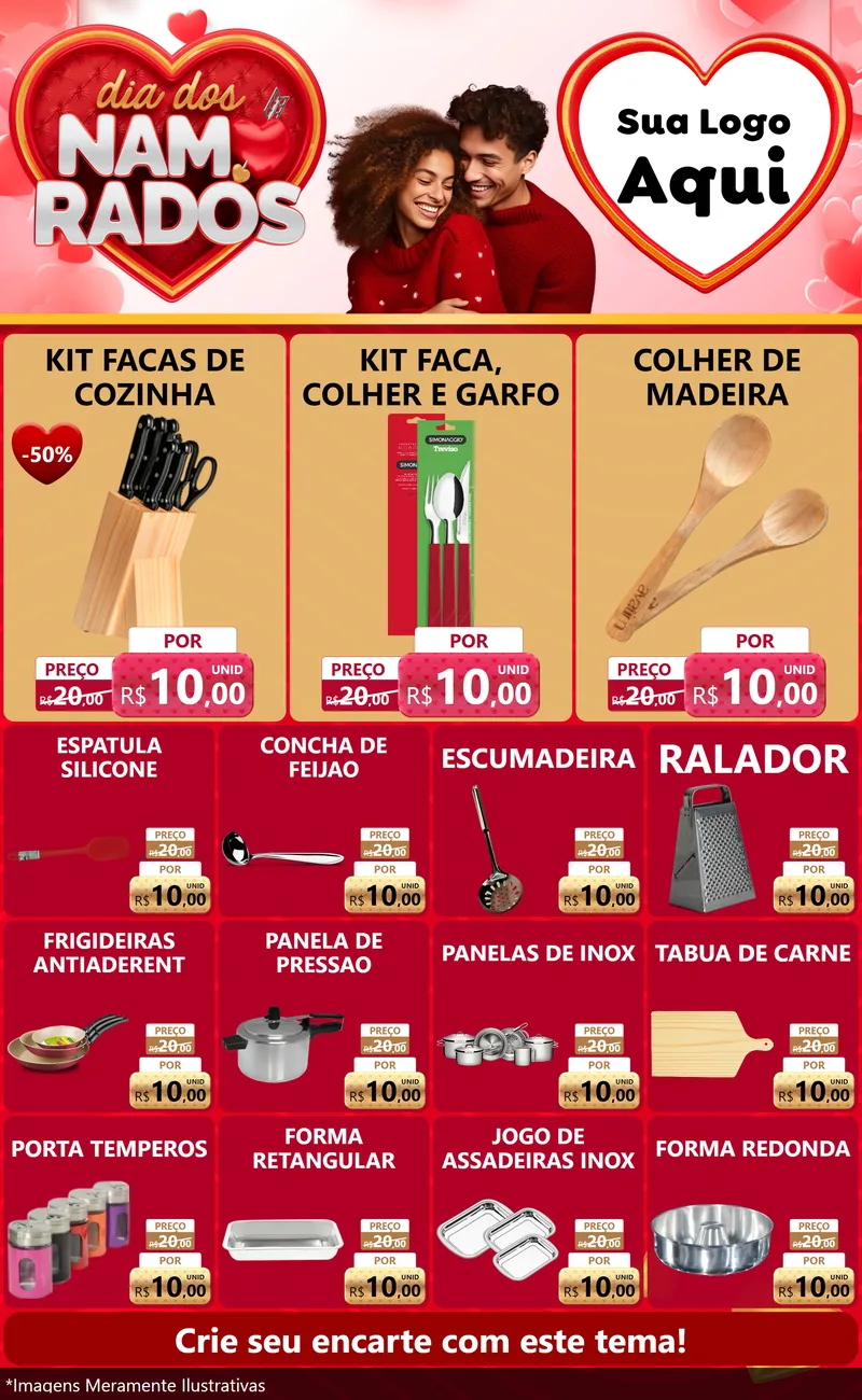 Modelo de Encarte para Encarte Grande com o tema Dia dos Namorados para Utilidades Domésticas