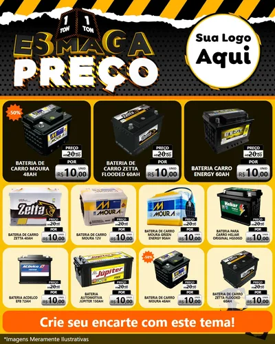 Modelo de Rede Social para Feed Instagram com o tema Esmaga Preço para Baterias Elétricas