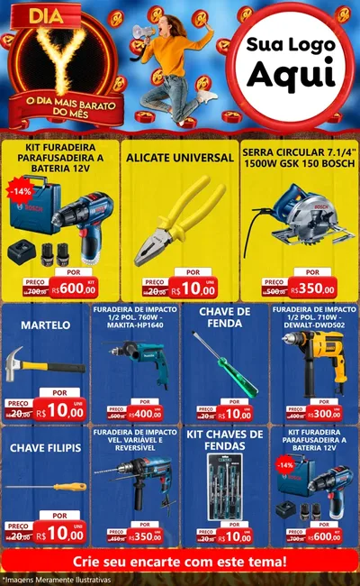 Modelo de Encarte para Encarte Grande com o tema Dia Y - O Dia Mais Barato Do Mês para Maquinas e Ferramentas