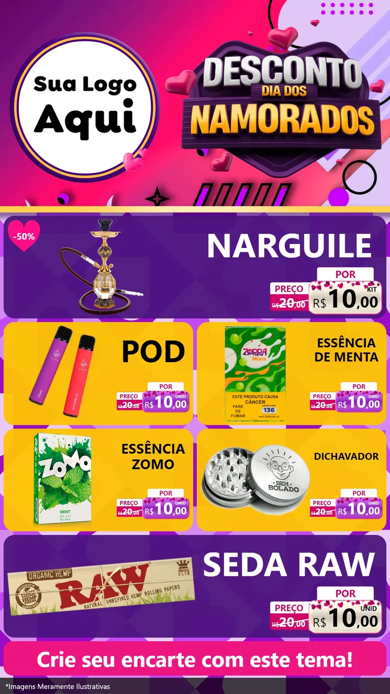 Modelo de TV para TV Vertical com o tema Desconto Dia dos Namorados para Tabacaria