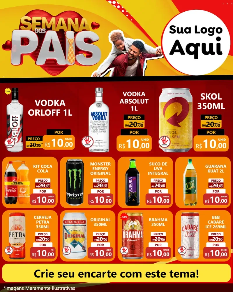 Modelo de Rede Social para Feed Instagram com o tema Semana Dos Pais para Distribuidora de bebidas