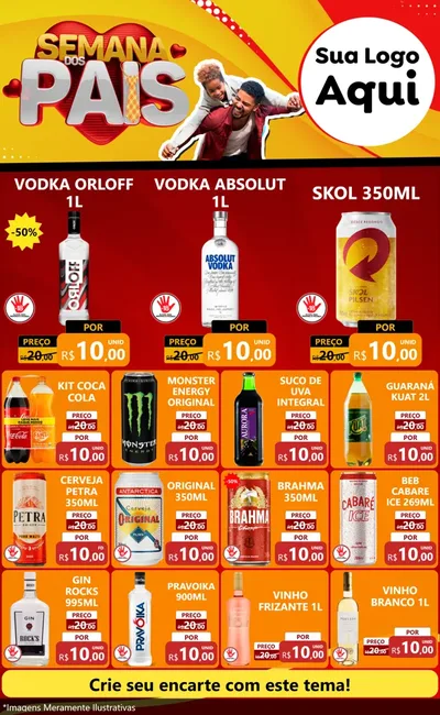 Modelo de Encarte para Encarte Grande com o tema Semana Dos Pais para Distribuidora de bebidas