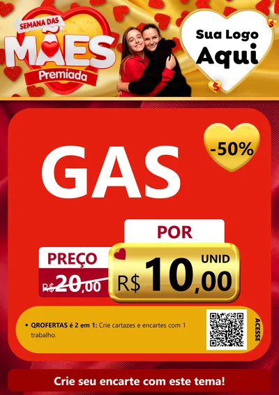 Modelo de Cartaz para Cartaz A4 Vertical com o tema Semana das Mães Premiada para Água e gás