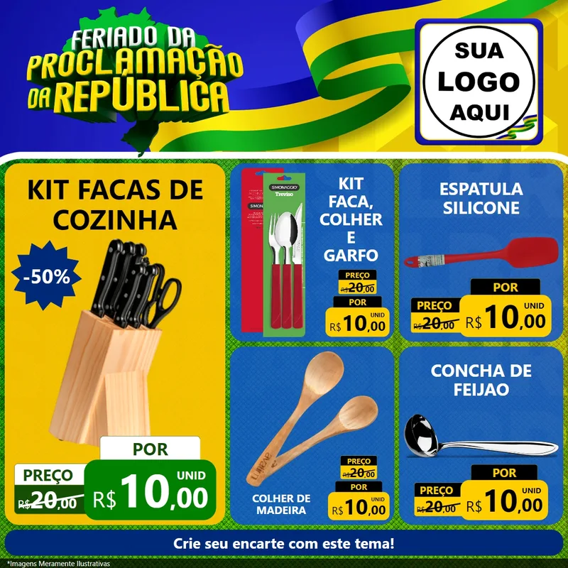 Modelo de Rede Social para Feed Facebook com o tema Feriado da Proclamação da República para Utilidades Domésticas