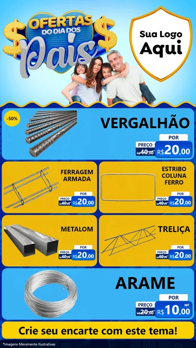 Modelo de TV para TV Vertical com o tema Ofertas do Dia dos Pais para Ferragens