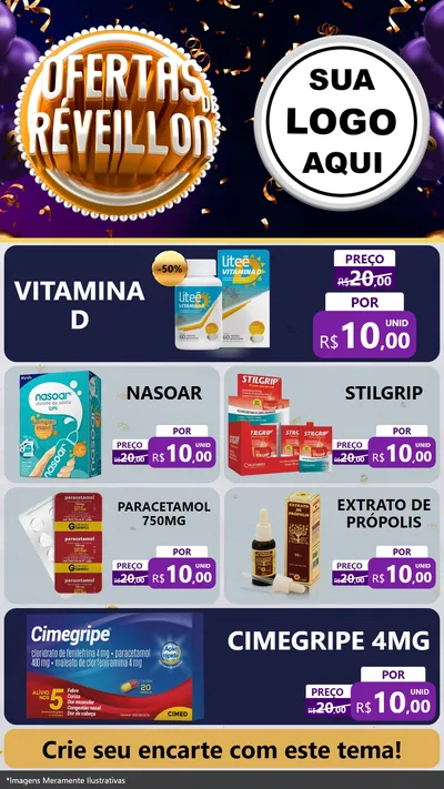 Modelo de TV para TV Vertical com o tema Ofertas de Réveillon para Farmácia