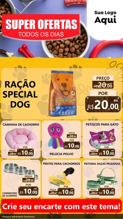 Modelo de Rede Social para Stories com o tema Super Ofertas Todos os Dias para Pet Shop