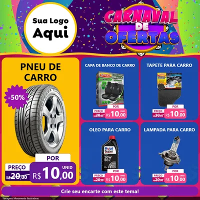Modelo de Rede Social para Feed Facebook com o tema Carnaval de Ofertas para Auto peças