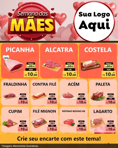 Modelo de Rede Social para Feed Instagram com o tema Semana das Mães para Açougue