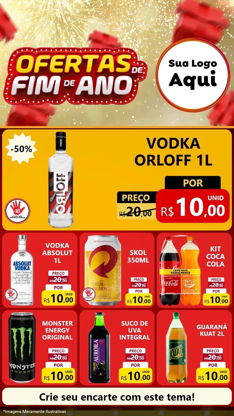 Modelo de Rede Social para Stories com o tema Ofertas de Fim de Ano para Distribuidora de bebidas