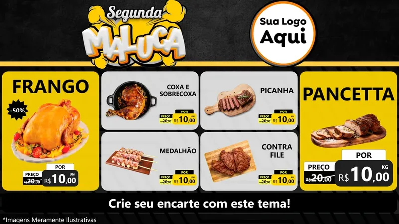 Modelo de TV para TV Horizontal com o tema Segunda Maluca para Assados