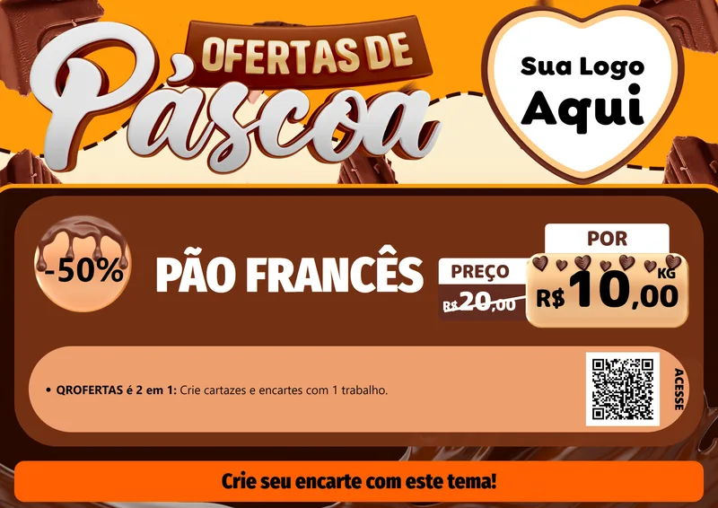Modelo de Cartaz para Cartaz A4 Horizontal com o tema Ofertas de Páscoa para Padaria