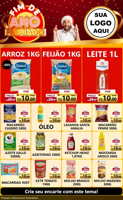 Modelo de Encarte para Encarte Grande com o tema Fim de Ano Premiado para Supermercado