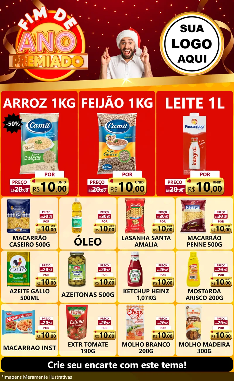 Modelo de Encarte para Encarte Grande com o tema Fim de Ano Premiado para Supermercado