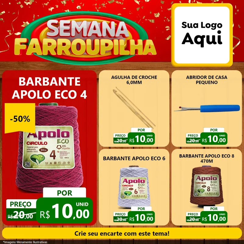 Modelo de Rede Social para Feed Facebook com o tema Semana Farroupilha para Armarinho e Aviamentos