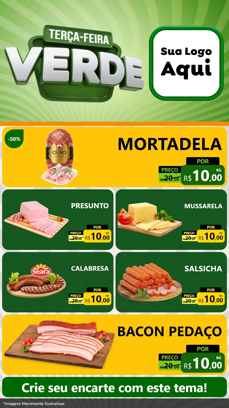 Modelo de TV para TV Vertical com o tema Terça - Feira Verde para Frios e Laticínios