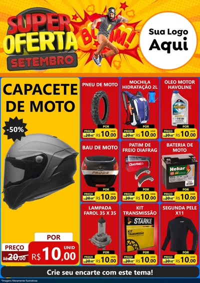Modelo de Encarte para Encarte A4 Vertical com o tema Super Oferta Setembro para Moto peças