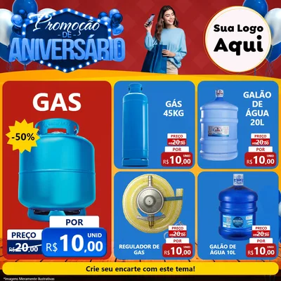 Modelo de Rede Social para Feed Facebook com o tema Promoção de Aniversário para Água e gás