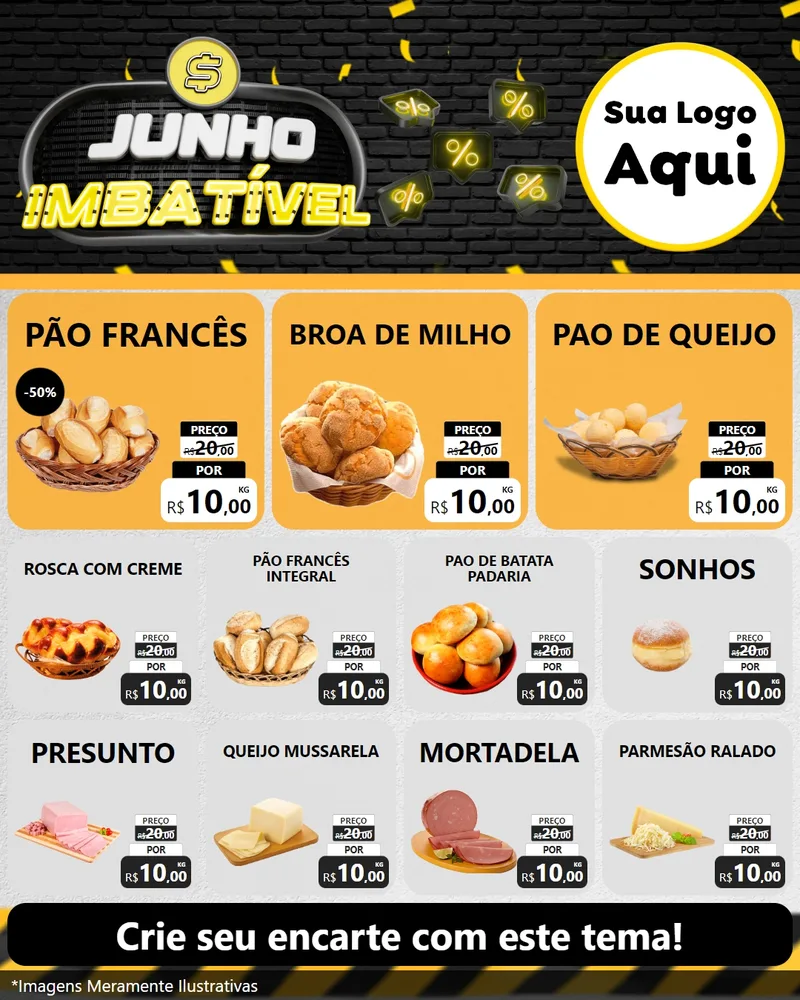 Modelo de Rede Social para Feed Instagram com o tema Junho Imbatível para Padaria