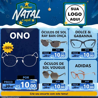 Modelo de Rede Social para Feed Facebook com o tema O Melhor Natal É Aqui! para Óticas