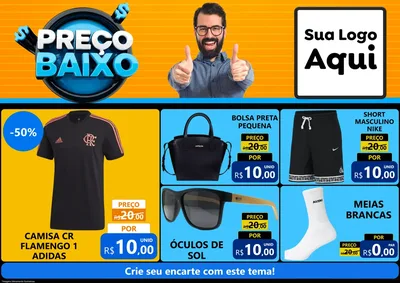 Modelo de Encarte para Encarte A4 Horizontal com o tema Preço Baixo para Roupas e acessórios