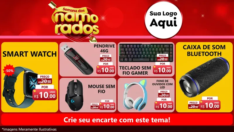 Modelo de TV para TV Horizontal com o tema Semana dos namorados para Informática