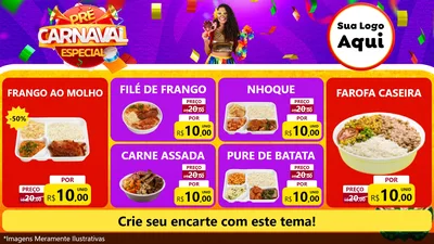 Modelo de TV para TV Horizontal com o tema Pré-Carnaval Especial para Restaurante
