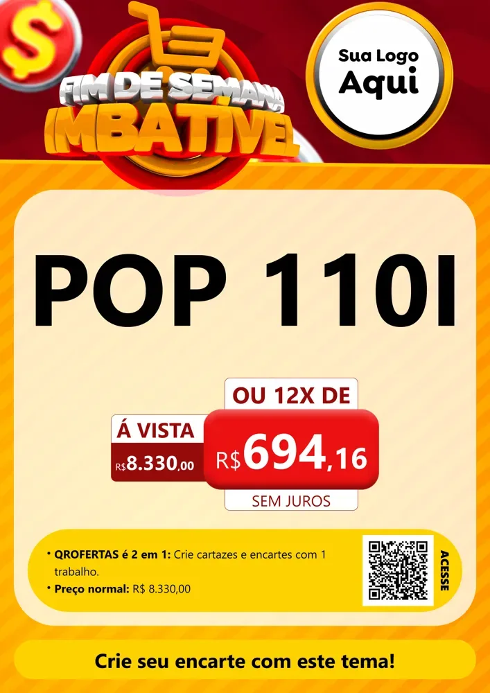 Modelo de Cartaz para Cartaz A4 Vertical com o tema Fim de Semana Imbatível para Concessionaria de Motos