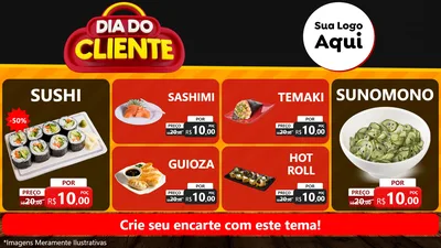 Modelo de TV para TV Horizontal com o tema Dia do Cliente para Comida japonesa