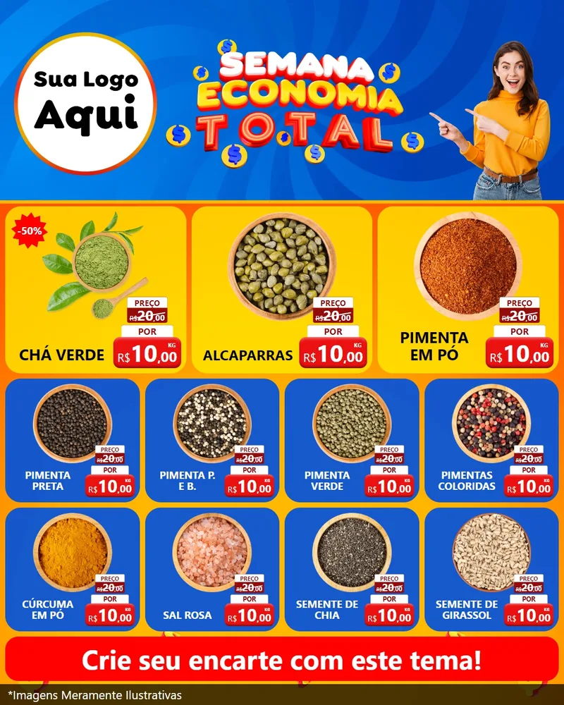 Modelo de Rede Social para Feed Instagram com o tema Semana Economia Total para Produtos Naturais