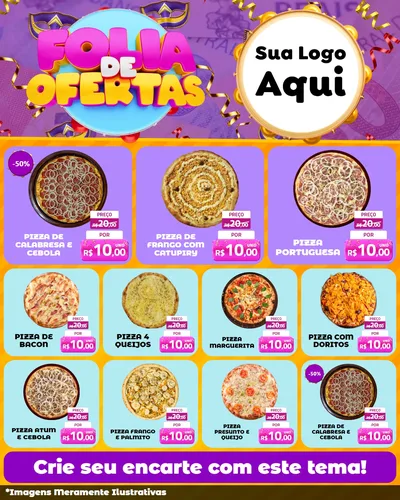 Modelo de Rede Social para Feed Instagram com o tema Folia de Ofertas para Pizzaria