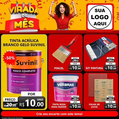 Modelo de Rede Social para Feed Facebook com o tema Virada de Mês para Tintas e Ferramentas