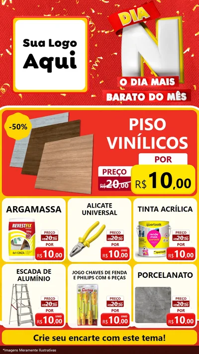 Modelo de Rede Social para Stories com o tema Dia N o Dia Mais Barato do Mês para Material para Construção
