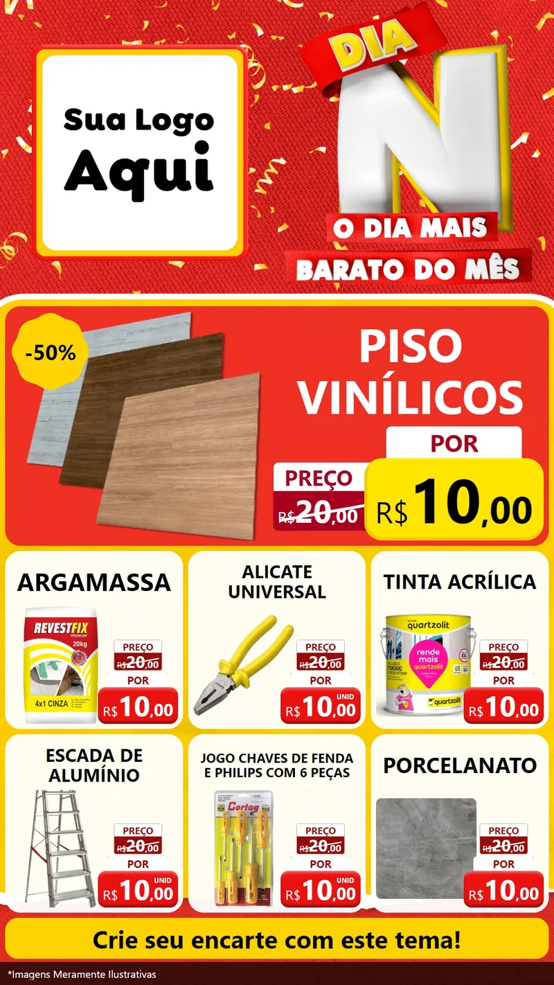 Modelo de Rede Social para Stories com o tema Dia N o Dia Mais Barato do Mês para Material para Construção