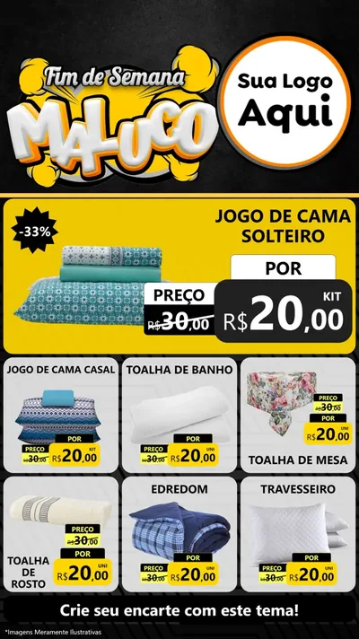 Modelo de Rede Social para Stories com o tema Fim de Semana Maluco para Cama, Mesa e Banho
