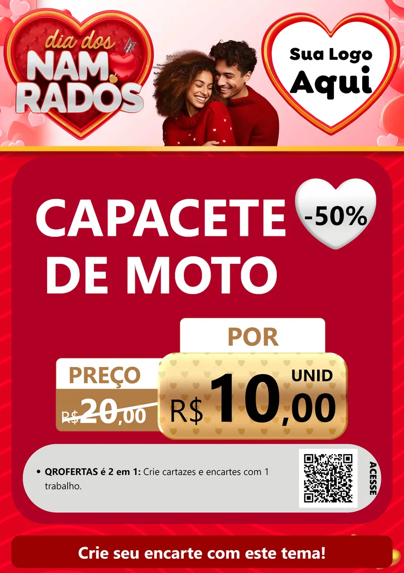 Modelo de Cartaz para Cartaz A4 Vertical com o tema Dia dos Namorados para Moto peças