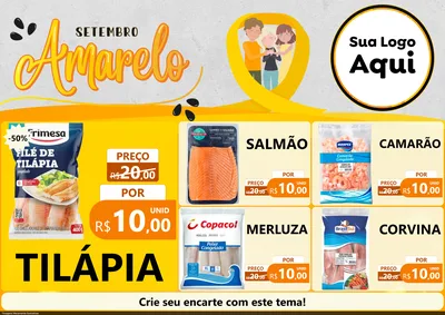 Modelo de Encarte para Encarte A4 Horizontal com o tema Setembro Amarelo para Peixaria