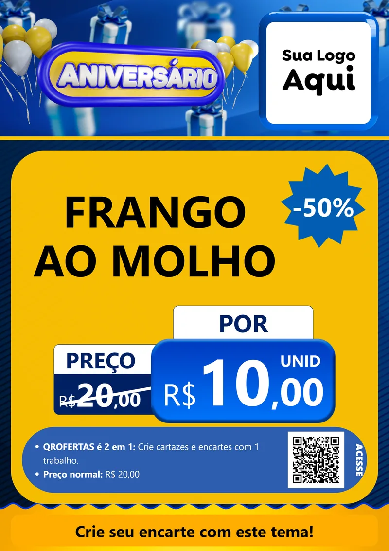 Modelo de Cartaz para Cartaz A4 Vertical com o tema Aniversário para Restaurante