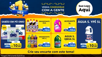 Modelo de TV para TV Horizontal com o tema Um Mês de Aniversário para Produtos de Limpeza