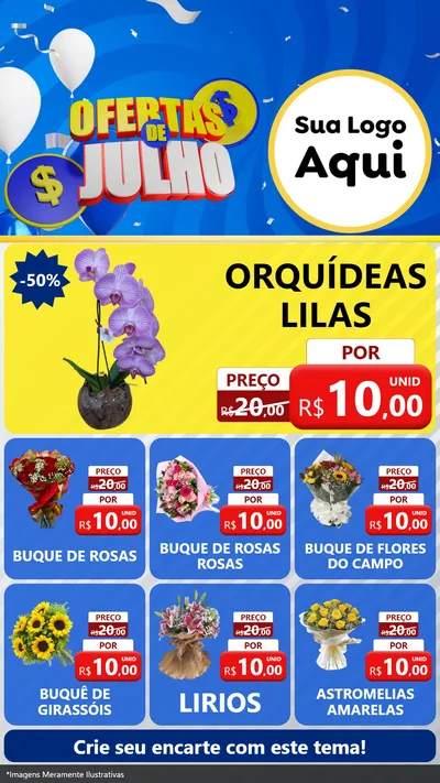 Modelo de Rede Social para Stories com o tema Ofertas de Julho para Floricultura e jardim