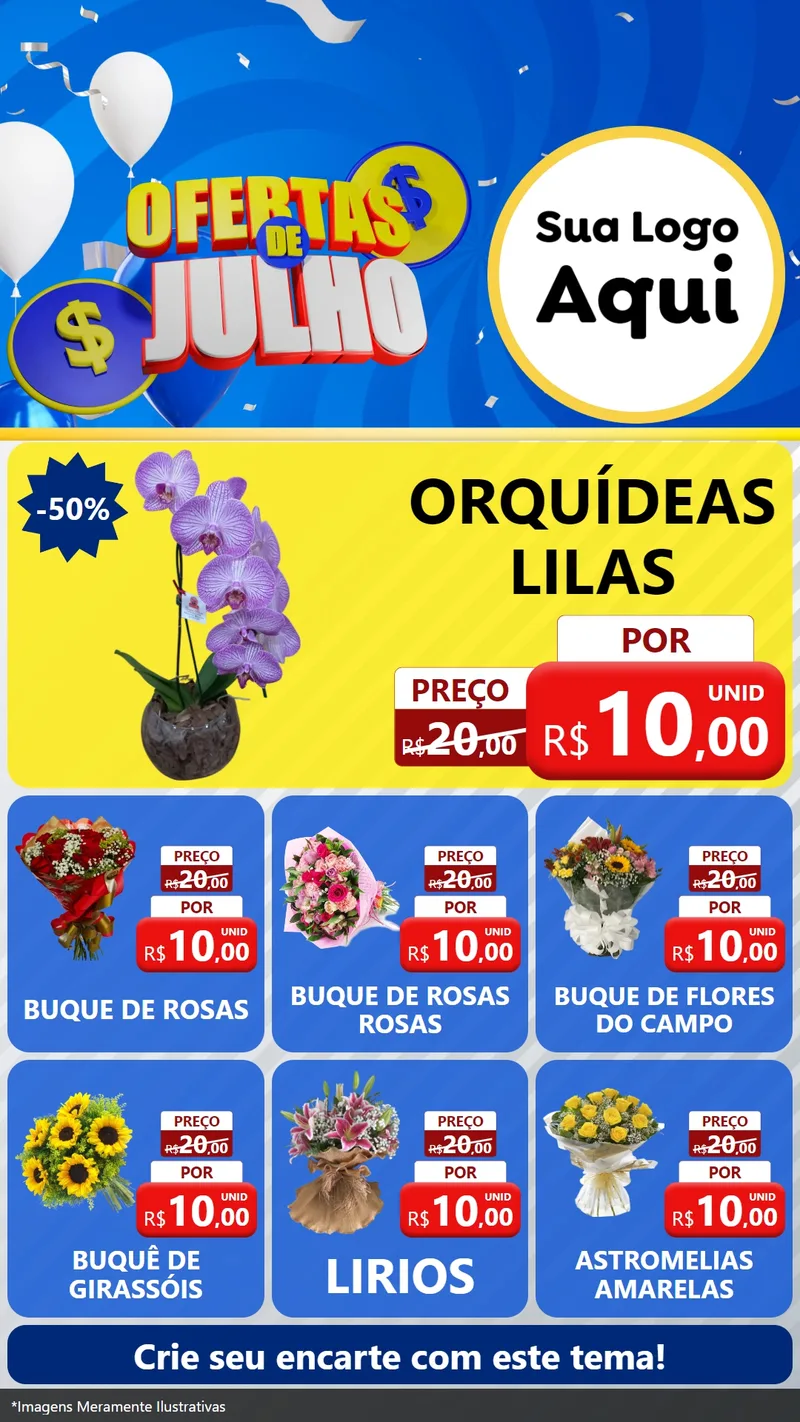 Modelo de Rede Social para Stories com o tema Ofertas de Julho para Floricultura e jardim