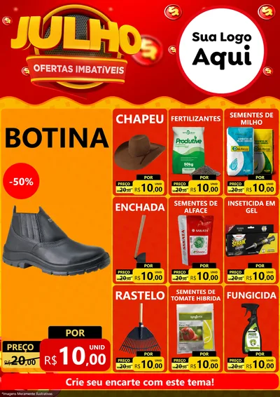 Modelo de Encarte para Encarte A4 Vertical com o tema Julho Ofertas Imbatíveis para Agropecuária