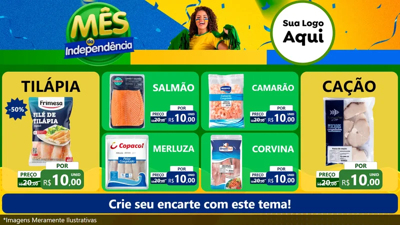 Modelo de TV para TV Horizontal com o tema Mês da Independência para Peixaria