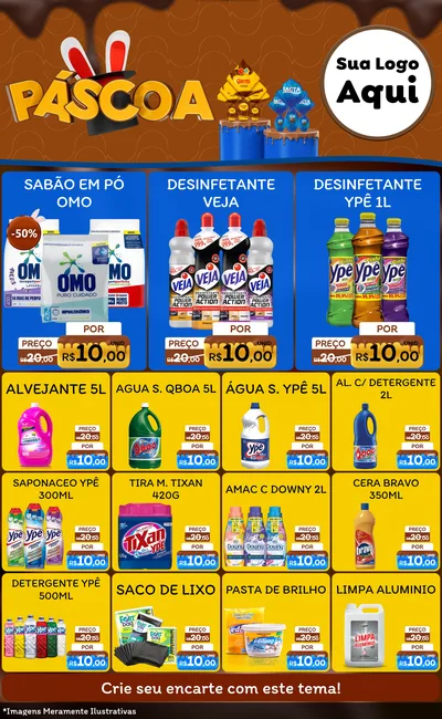 Modelo de Encarte para Encarte Grande com o tema Páscoa para Produtos de Limpeza